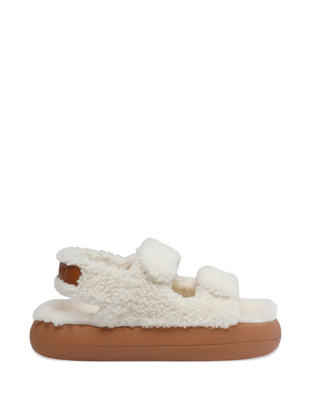  Moon Boot Shearling Platform Sandals - White 