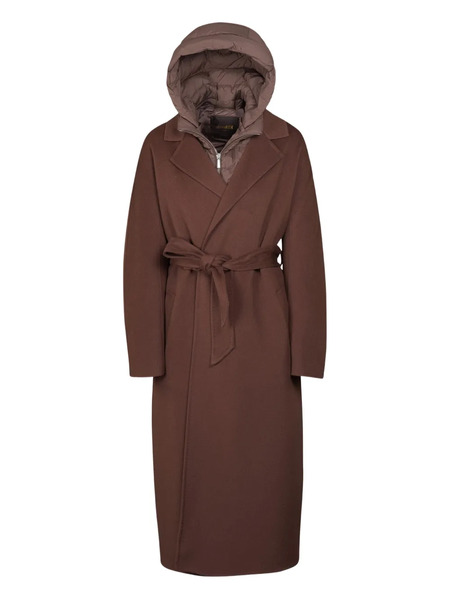  Moorer Belted Hooded Coat - Brown 