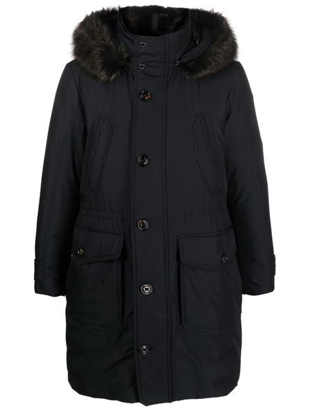  Moorer Button-down Hooded Raincoat - Blue 