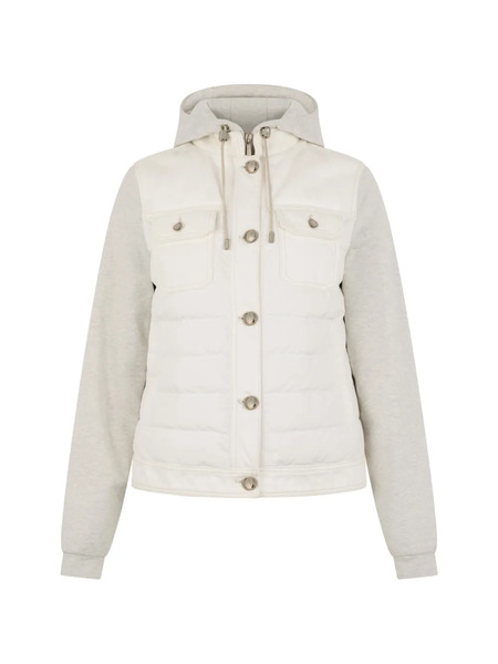  Moorer Button-front Hooded Puffer Jacket - White 