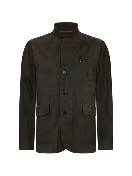  Moorer Buttoned Suede Jacket - Green 