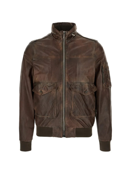  Moorer Buttoned Zip-up Jacket - Brown 