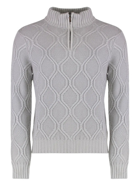  Moorer Cable-knit Half-zip Sweater - Grey 