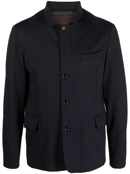  Moorer Camp-collar Single-breasted Coat - Blue 