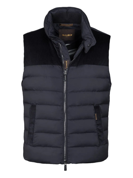  Moorer Corduroy-panel Quilted Gilet - Grey 