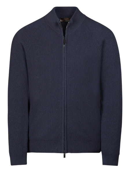  Moorer Dean-ws3 Ribbed Cardigan - Blue 