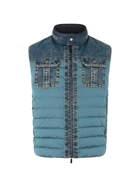  Moorer Denim-inserts Padded Vest - Blue 