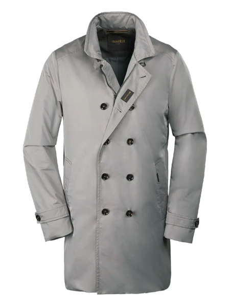  Moorer Double-breasted Zip-front Coat - Grey 