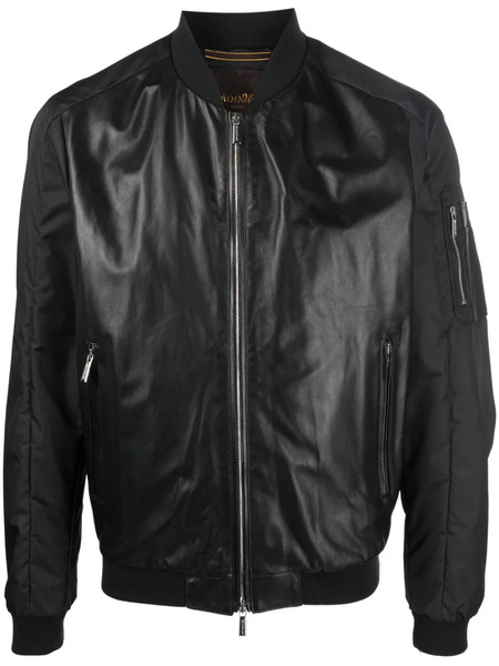  Moorer Edison-pek Leather Bomber Jacket - Black 