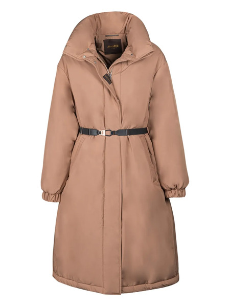  Moorer Eneida-stp Belted Padded Coat - Brown 