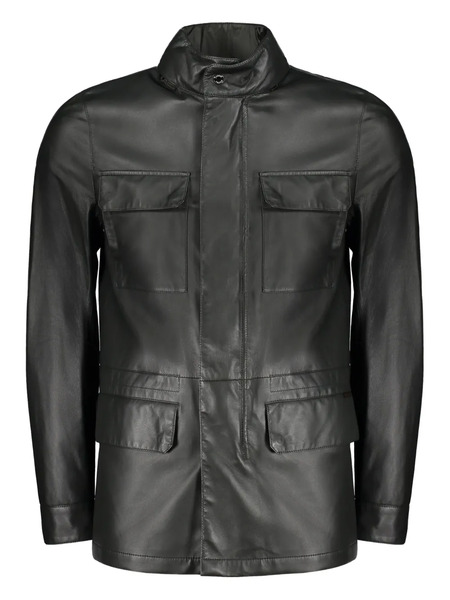  Moorer Four-pocket Drawstring Leather Jacket - Green 
