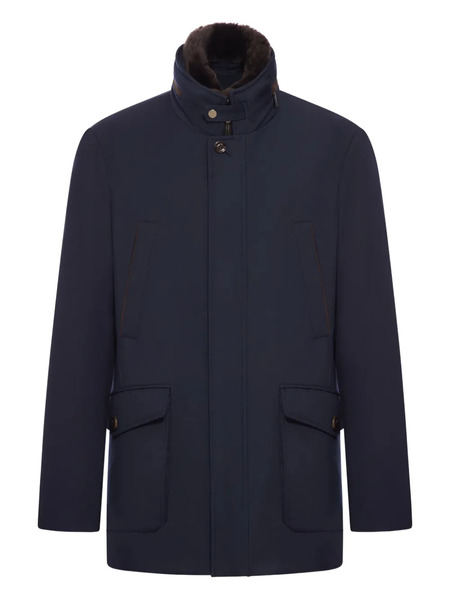  Moorer Fur-collar Coat - Blue 