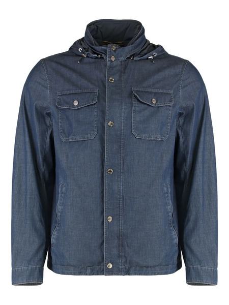  Moorer Hooded Denim Jacket - Blue 