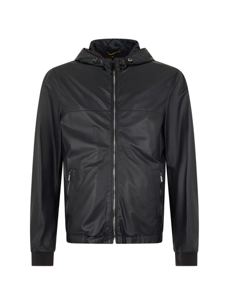  Moorer Hooded Leather Jacket - Black 