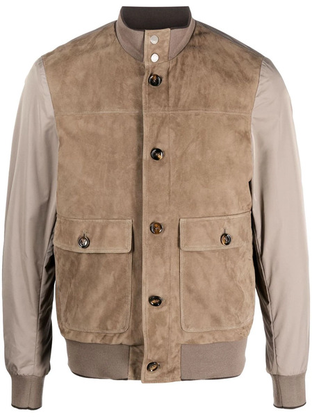  Moorer Kant-kmu Suede Bomber Jacket - Neutrals 