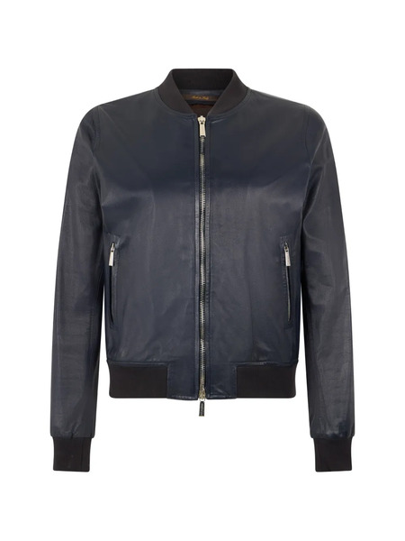  Moorer Leather Bomber Jacket - Blue 