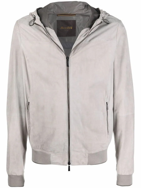  Moorer Lightweight Zipped Leather Jacket - Grey 