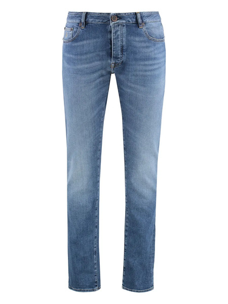  Moorer Logo-patch Five-pocket Denim Jeans - Blue 