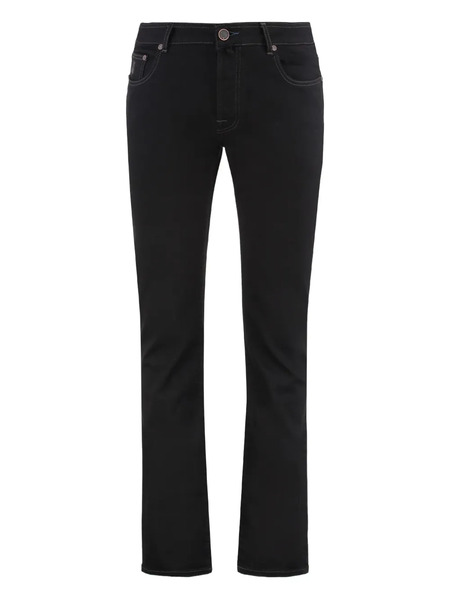  Moorer Logo-patch Five-pocket Jeans - Black 