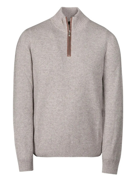  Moorer Osmund-cws Zip-neck Sweater - Neutrals 