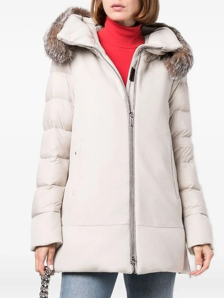  Moorer Padded Fur-trimmed Hood Jacket - Neutrals 