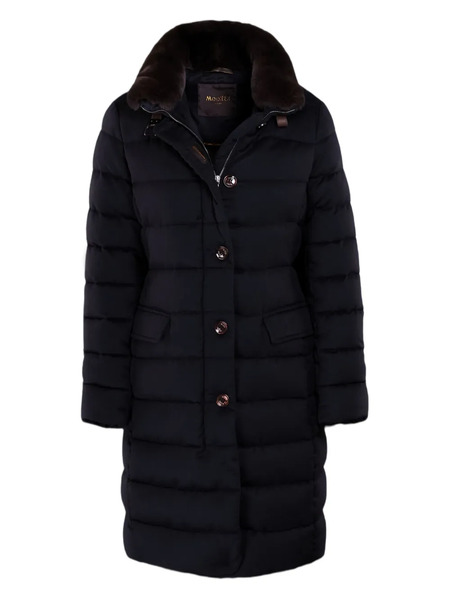  Moorer Quilted Faux Fur-collar Coat - Blue 