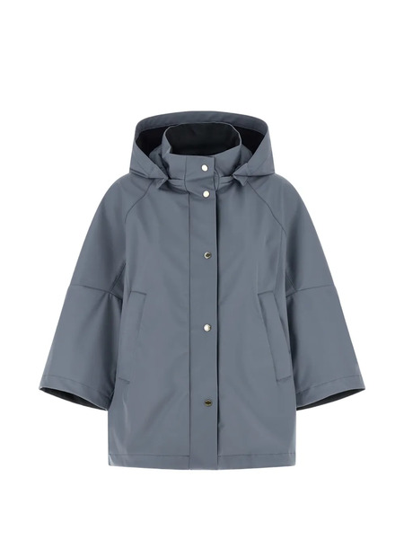  Moorer Removable Hood Flared Jacket - Blue 