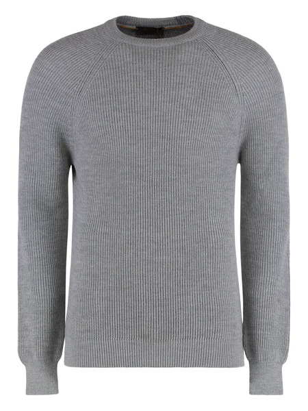  Moorer Ribbed Crew-neck Sweater - Grey 
