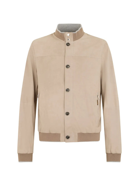  Moorer Ribbed Leather Jacket - Neutrals 