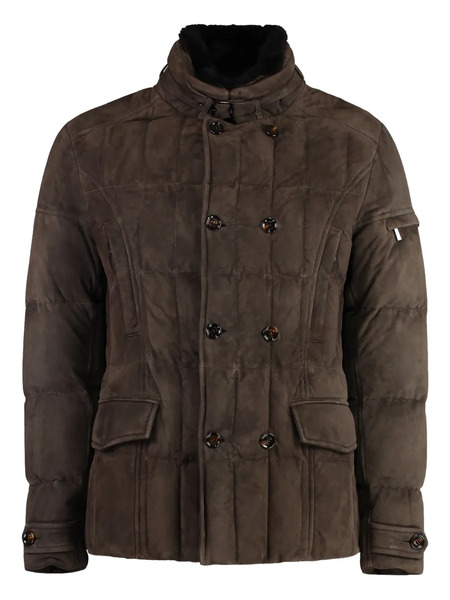  Moorer Shearling-collar Quilted Jacket - Brown 