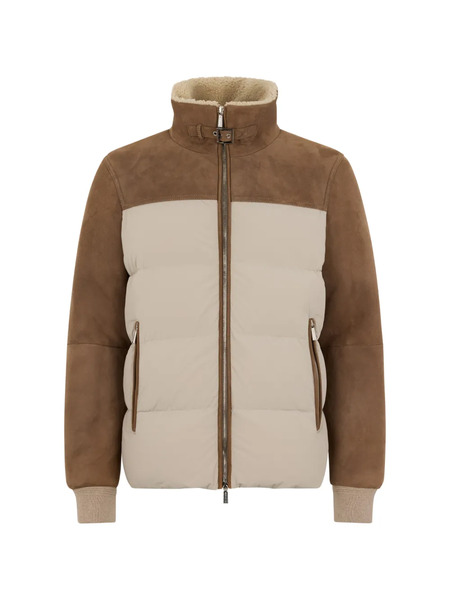  Moorer Shearling Panelled Bomber Jacket - Neutrals 