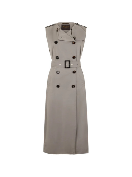  Moorer Sleeveless Double-breasted Belted Coat - Grey 