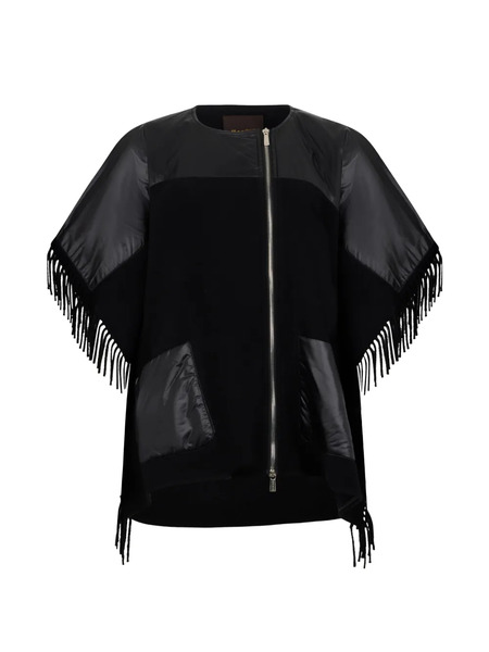 Moorer Solan Fringe Zip Sweater - Black 