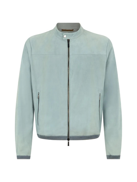  Moorer Suede Bomber Jacket - Blue 