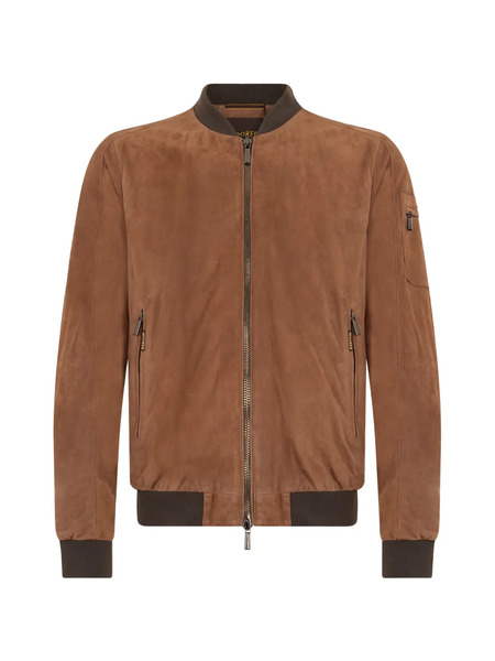  Moorer Suede Bomber Jacket - Brown 