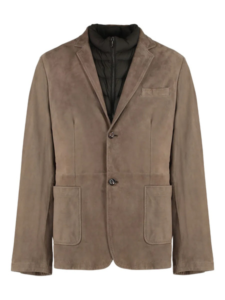  Moorer Suede Lapel Jacket - Brown 