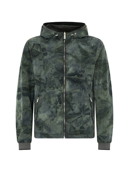  Moorer Windbreaker Hooded Patterned Jacket - Green 
