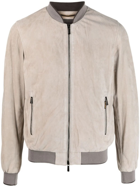  Moorer Zip-up Leather Bomber Jacket - Neutrals 