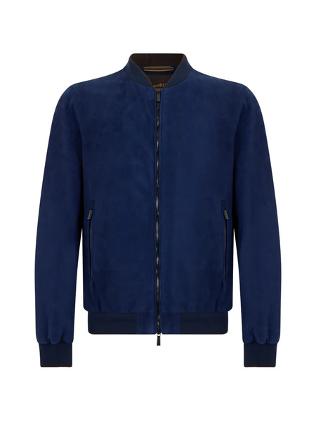  Moorer Zip-up Suede Jacket - Blue 