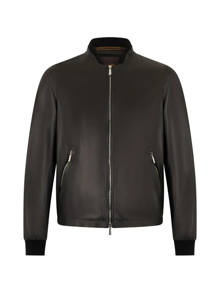  Moorer Zipped Leather Jacket - Black 
