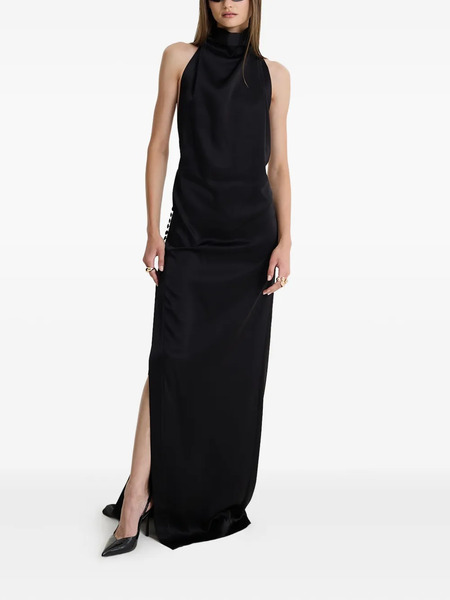  Moos Studio Black Allure High-neck Side-slit Maxi Dress 