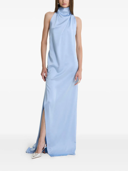  Moos Studio Blue Allure High-neck Side-split Maxi Dress 