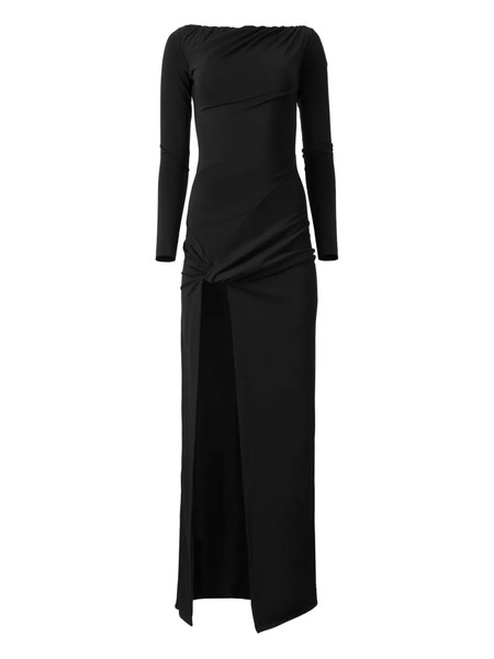  Moos Studio Midnight Icon Long-sleeve Side-split Maxi Dress - Black 