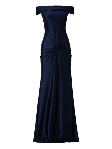  Moos Studio Off-shoulder Draped Gown - Blue 