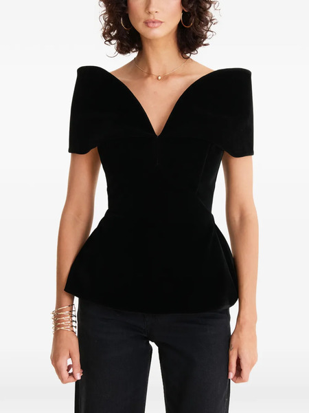  Moos Studio V-neck Peplum Top - Black 
