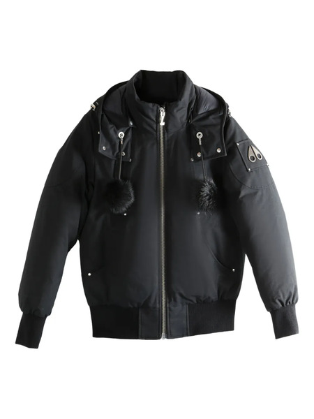  Moose Knuckles Hooded Pompom Jacket - Black 