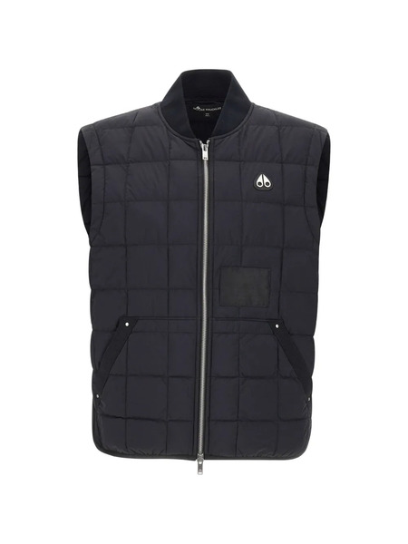  Moose Knuckles Quilted Logo Patch Vest - Black 