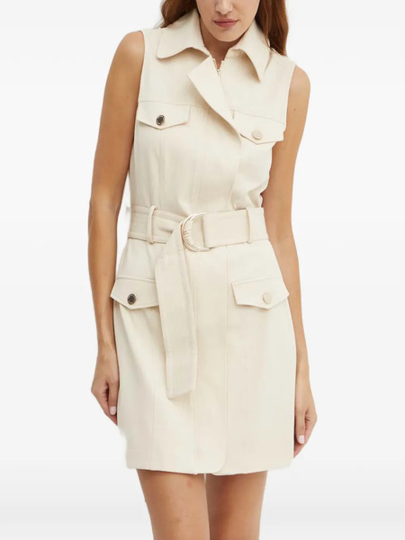  Morgan Belted Buttoned Mini Dress - Neutrals 