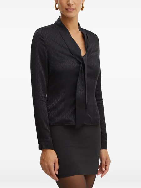  Morgan Pattern Tie Blouse - Black 
