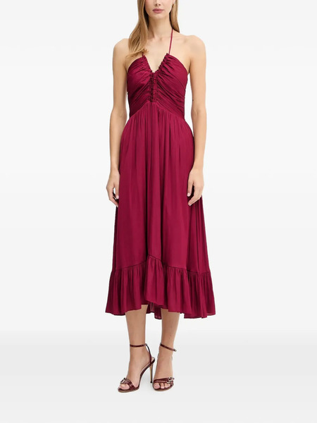 Morgan Ruffled-effect Midi Dress - Red 